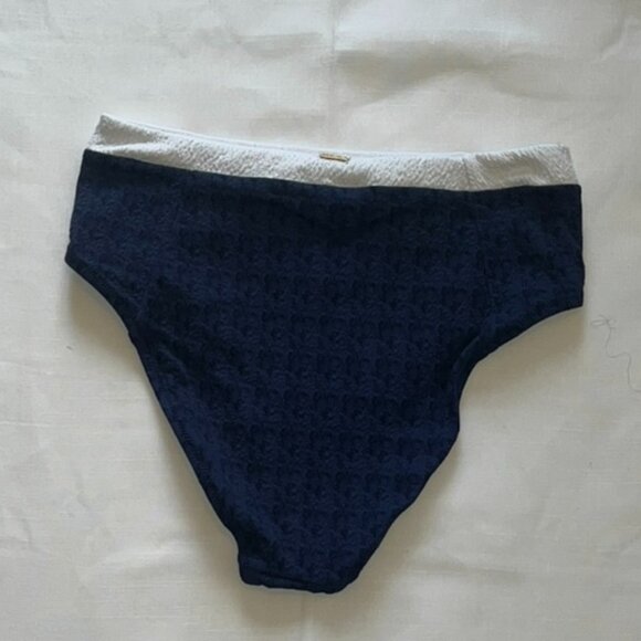 L'agence Vanessa Colorblock Chic High-waist Bikini Bottoms In Marine Size Medium - Picture 5 of 8